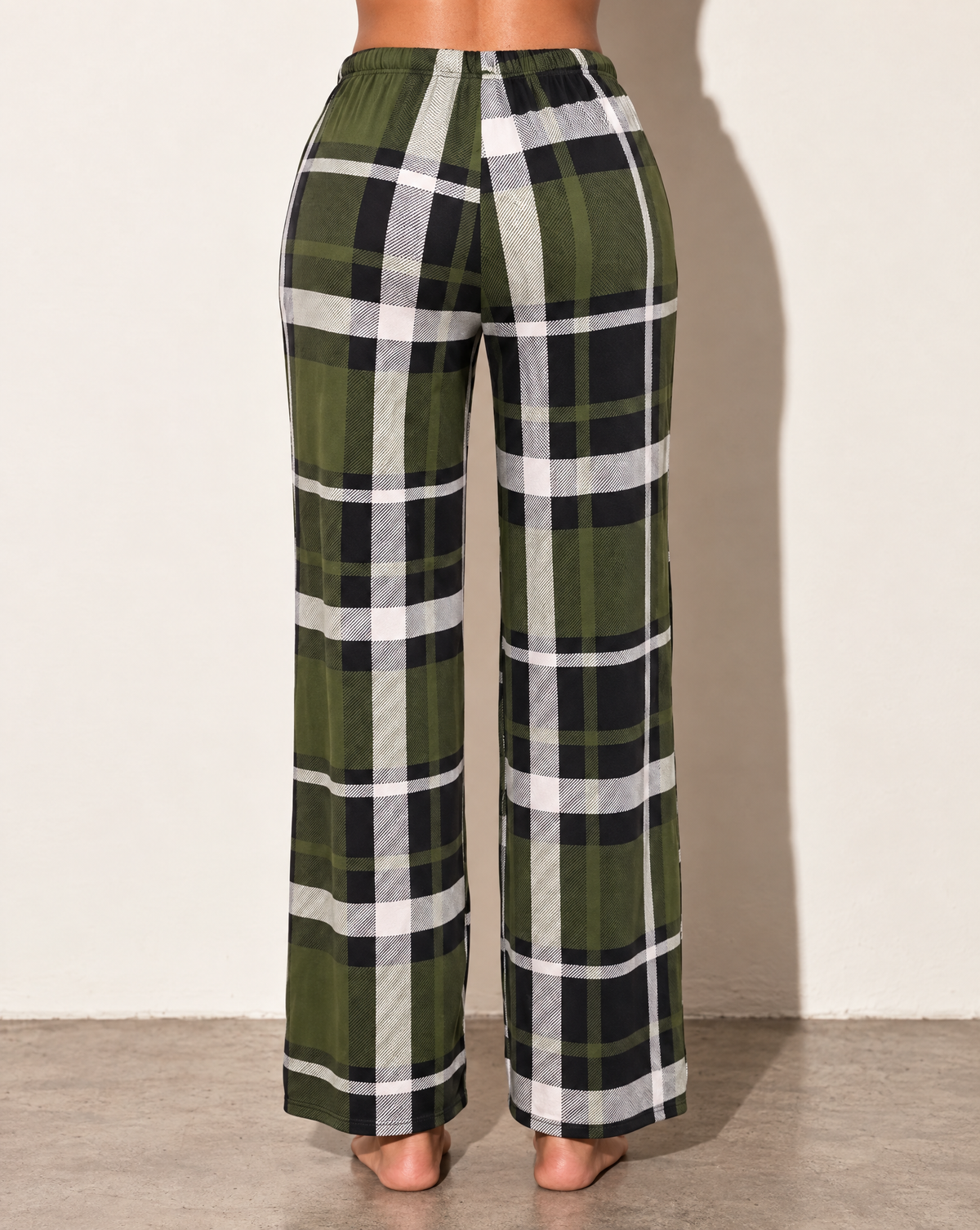Printed Wide Leg Pants in GREEN COMBO — back view