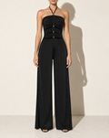 Cutout Front Wide Leg Jumpsuit in Black — front view