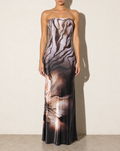 Draped Open Back Maxi Dress in Multi — front view