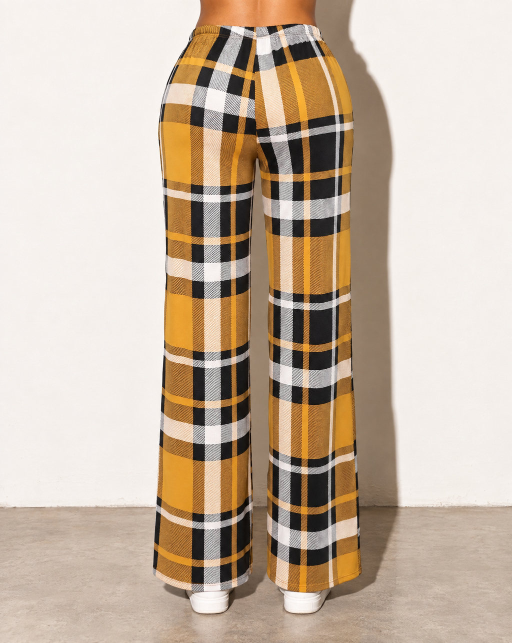 Printed Wide Leg Pants in YELLOW COMBO — back view