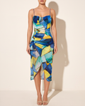 Mesh Midi Dress in BLUE COMBO — front view