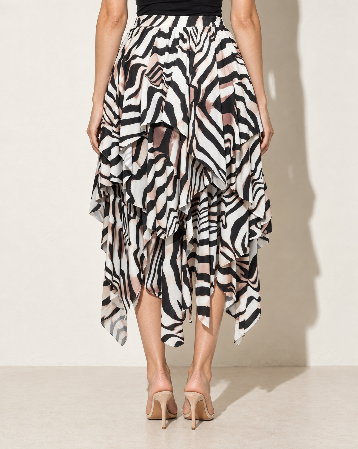 Zebra Draping Midi Skirt in Multi — back view