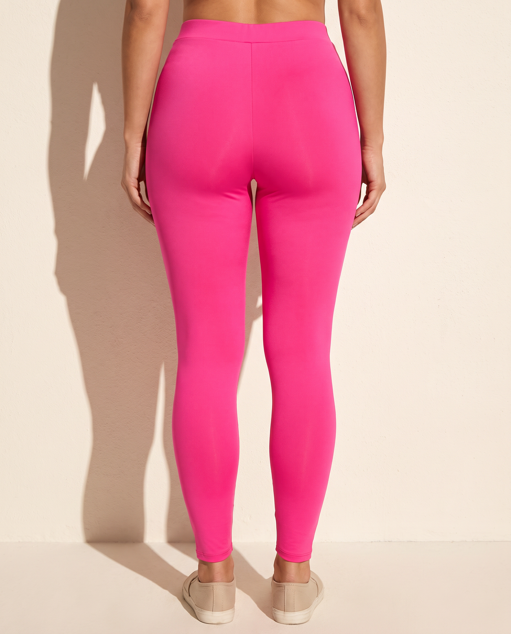 Criss Cross Mesh Leggings in HOT PINK — back view