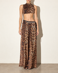 Side Open Maxi Dress in Leopard — front view