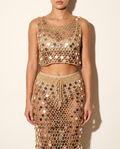 Large Sequins Knit Cover-Up Set in Gold — front view