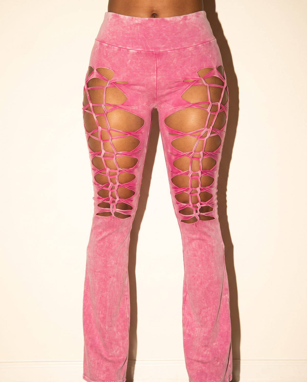 Cut Tie Mineral Wash Pants in Pink — front view