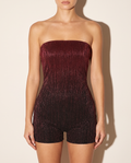 Lurex Ombre Tube Romper in BURGUNDY COMBO — front view