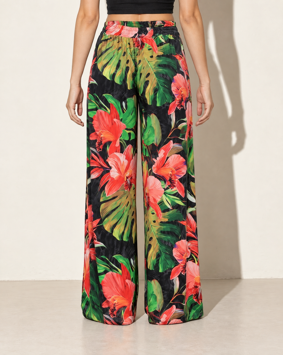 Printed Wide Leg Pants in TROPICAL — back view