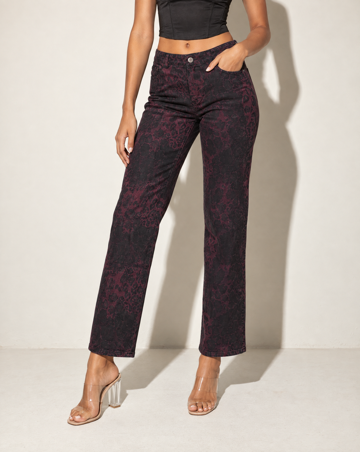 Leopard Printed Baggy Pants in Multi — alternate front view