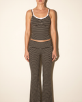 Double Strap Tank Top & Flare Leg Pants Set in Black — front view