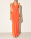 Tied Halter Neck Maxi Dress in Orange — front view