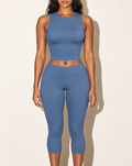 Sleeveless Top & Capri Set in DENIM — front view