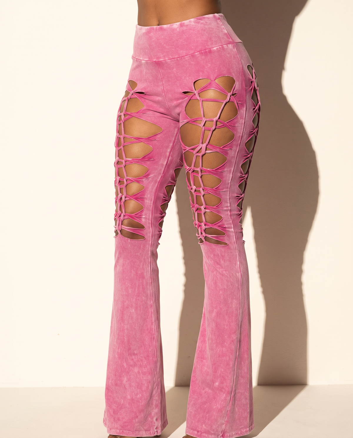 Cut Tie Mineral Wash Pants in Pink — alternate front view