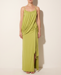 Drape Front & Tied Detailed Dress in AVOCADO — front view