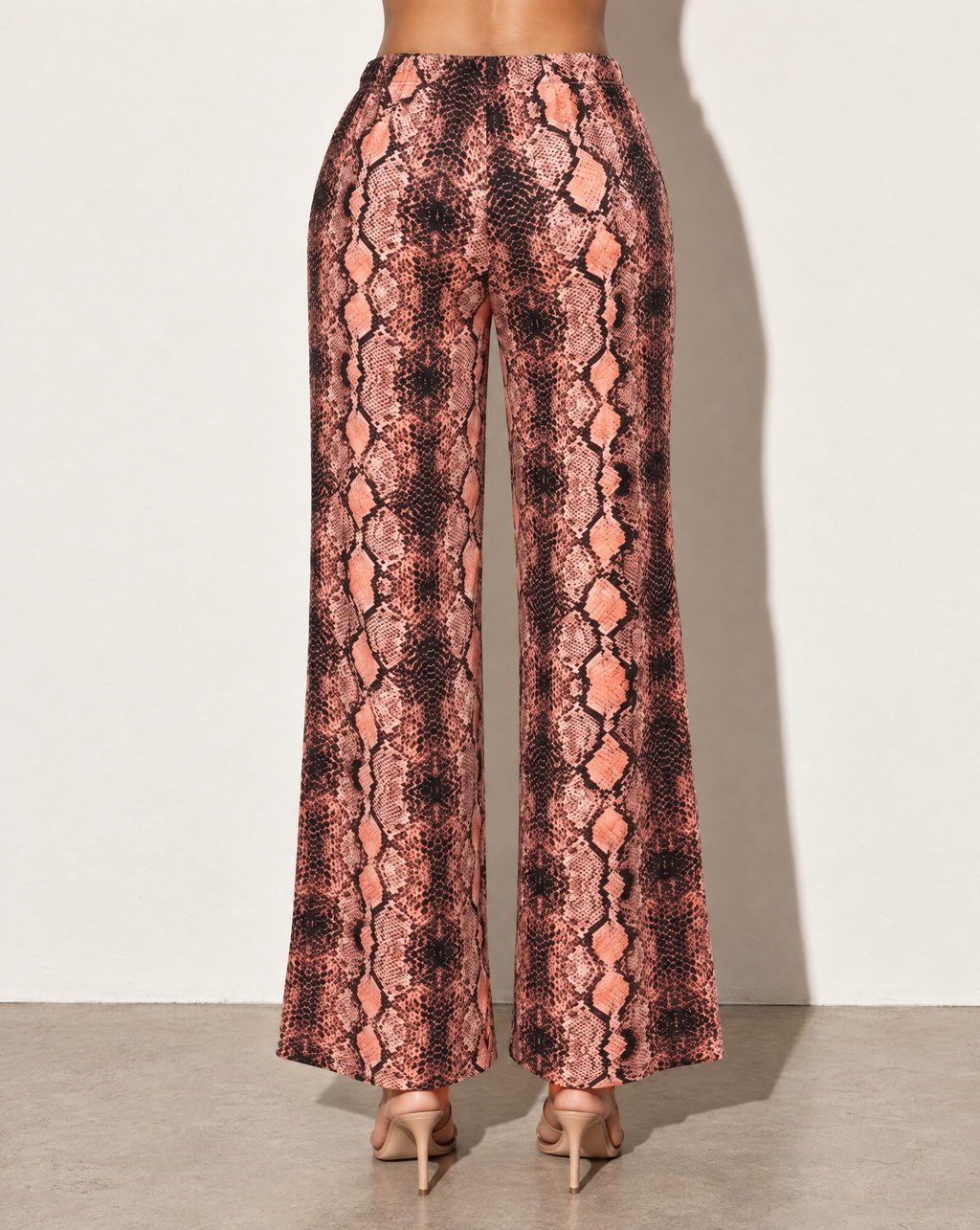 Printed Wide Leg Pants in SNAKE — back view