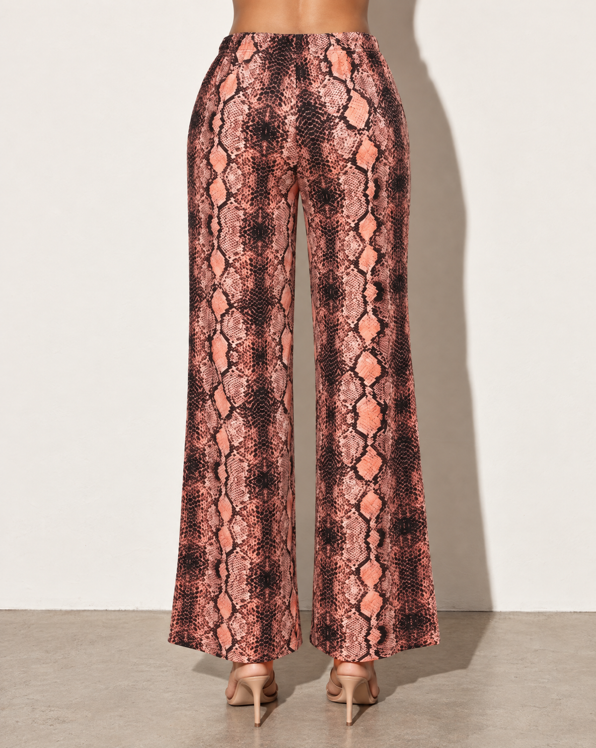 Printed Wide Leg Pants in SNAKE — back view