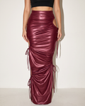 Cut Out Detailed Maxi Skirt in RED BROWN — front view
