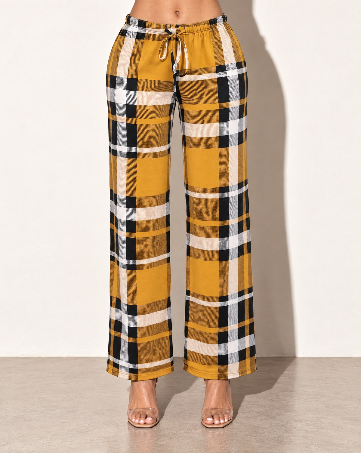 Printed Wide Leg Pants in YELLOW COMBO — front view