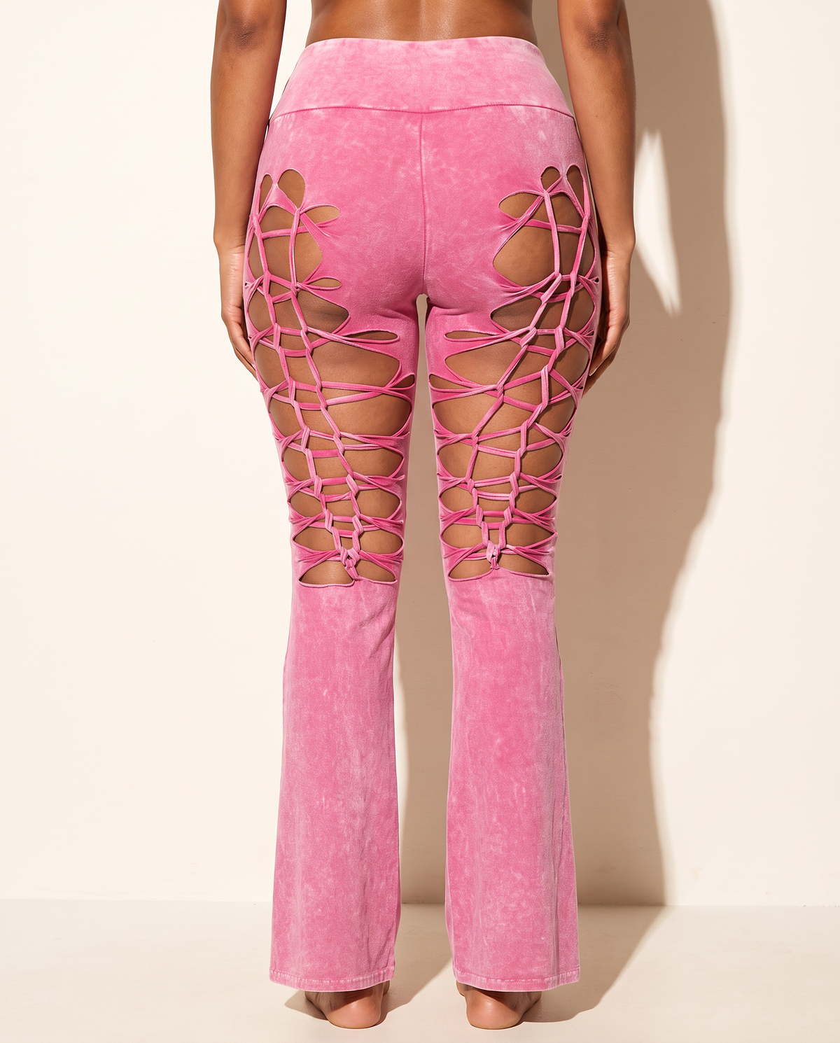 Cut Tie Mineral Wash Pants in Pink — back view