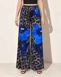 Printed Wide Leg Pants in Blue Multi — front view