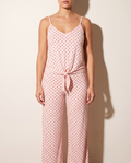 Loose Tank Top & Pants Set in PINK/BROWN — front view