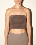 Mineral Washed Tube Top in Brown — front view