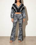 Batwing Hooded Top & Pants Set in BLACK COMBO — front view