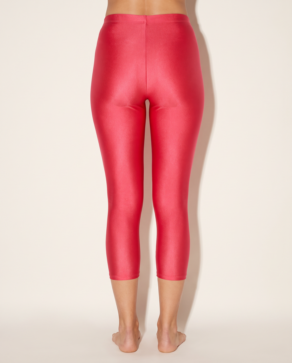 Nylon Capri Leggings in DK FUSCHIA — back view