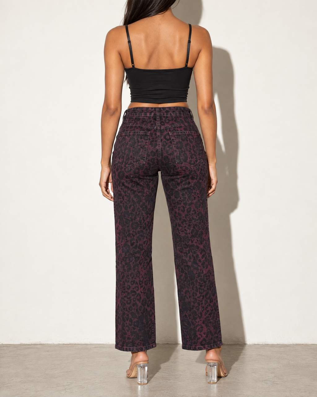 Leopard Printed Baggy Pants in Multi — back view