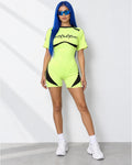 Next Level Mesh Romper in Neon Yellow - front view on model | Muvin