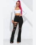 Mineral Wash Cutout Pants in Charcoal - front view on model | Muvin
